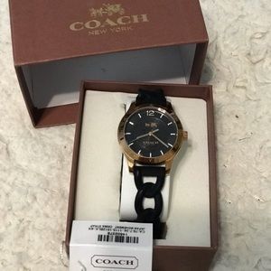 Black silicone band rose gold Coach watch